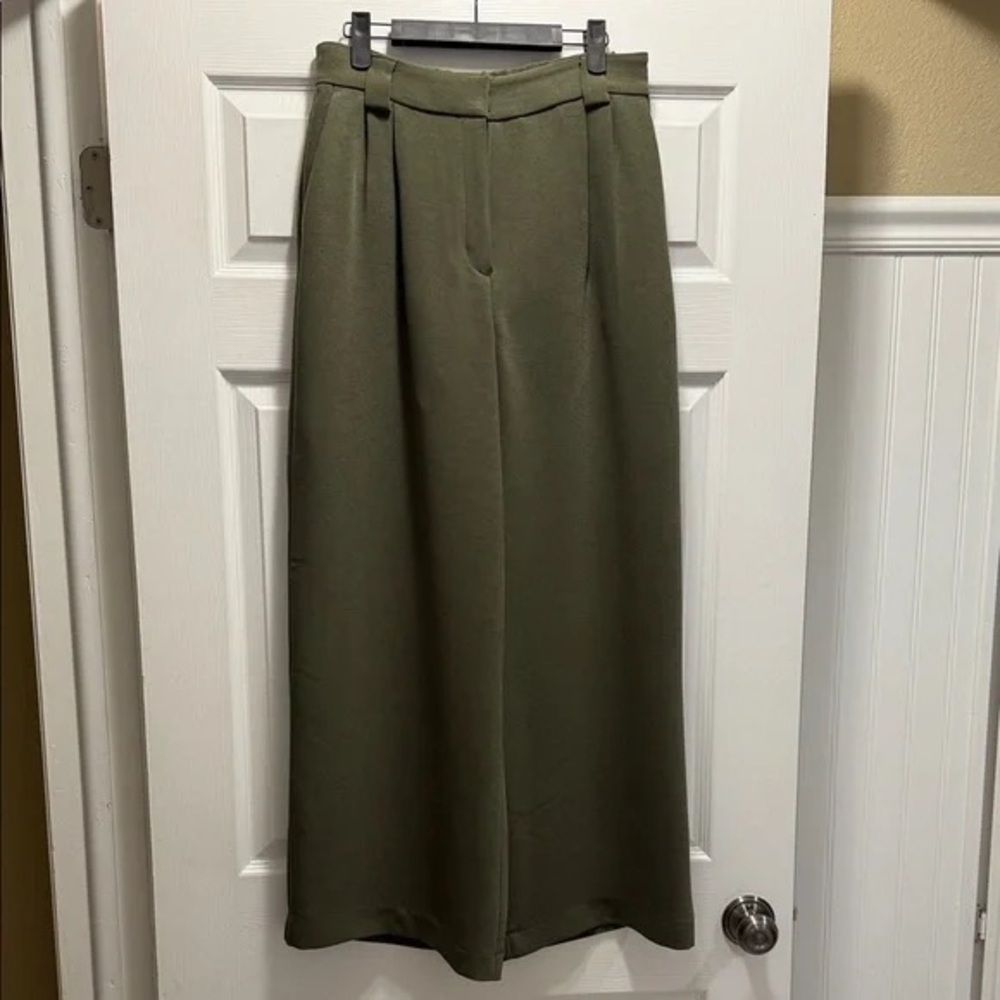 Express Olive Green Maxi Wide-Leg Skirt